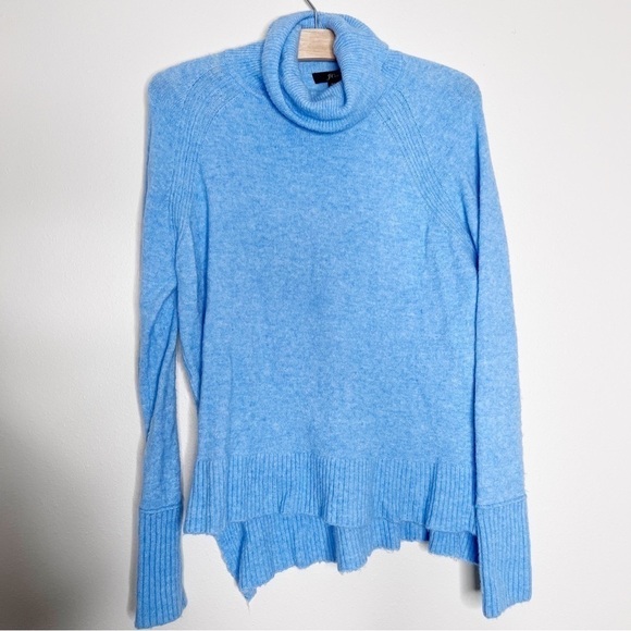 J. Crew Merino Wool Turtleneck Sweater Side Slits Supersoft Yarn Blue Sz XXS - Picture 1 of 5